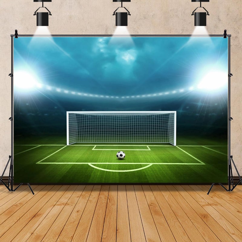 AOFOTO 10x7ft Soccer Field Background Football Pitch Goal Post Ball Game Stadium Spotlight Photography Backdrop Sports Club Fitness Player School Match Photo Studio Props Kid Boy Portrait Wallpaper - Image 4